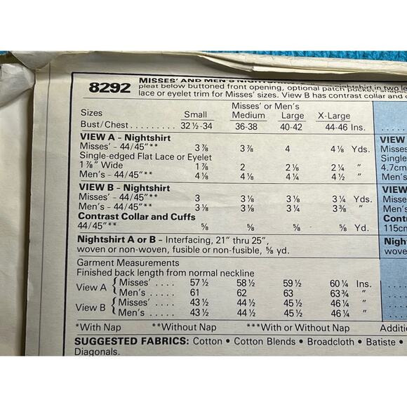 McCalls 8292 Sewing pattern Night shirt size Small - Picture 4 of 6